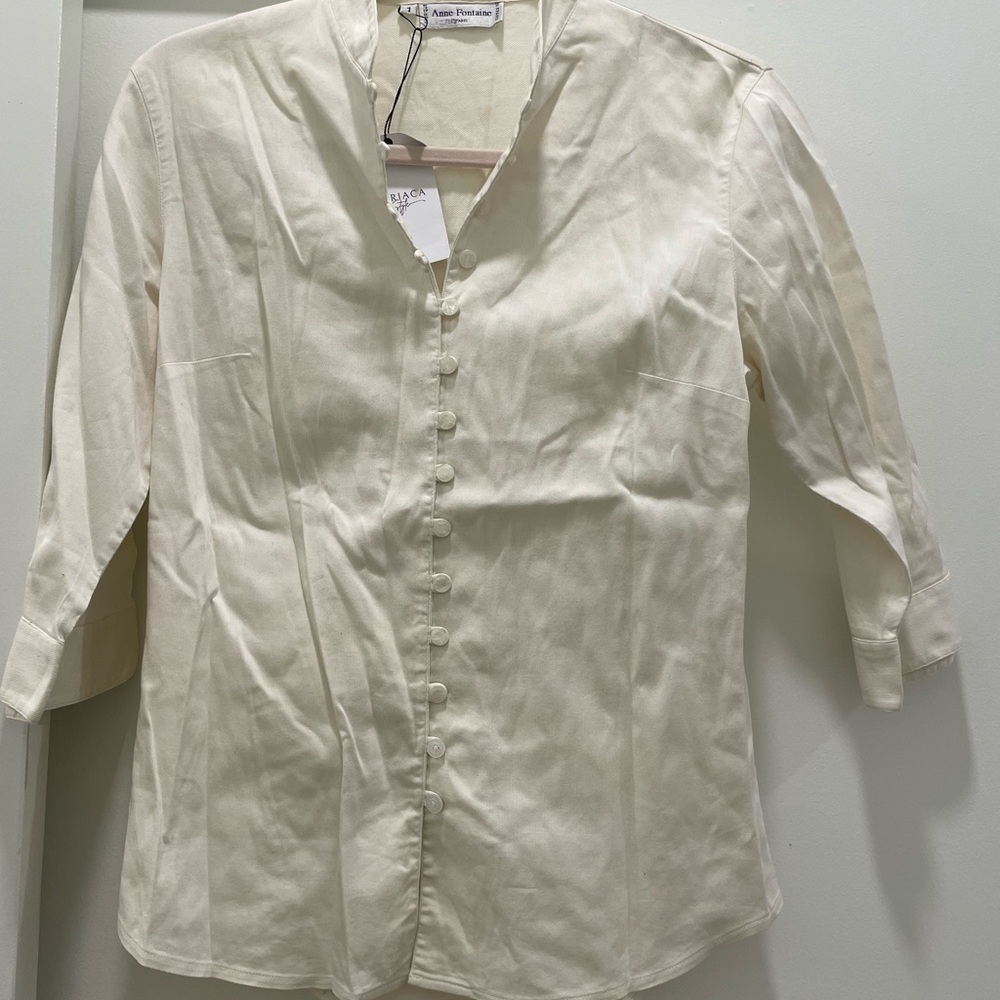 Anne Fontaine Ivory Textured Blouse